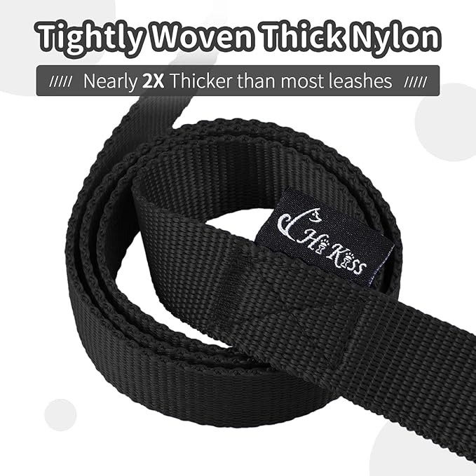 HIKISS Long Dog Leash Obedience Recall Training Agility Lead with Thickening Material for Large Dog - 15ft 20ft 30ft 50ft 100ft Training Leash(Black 15ft)