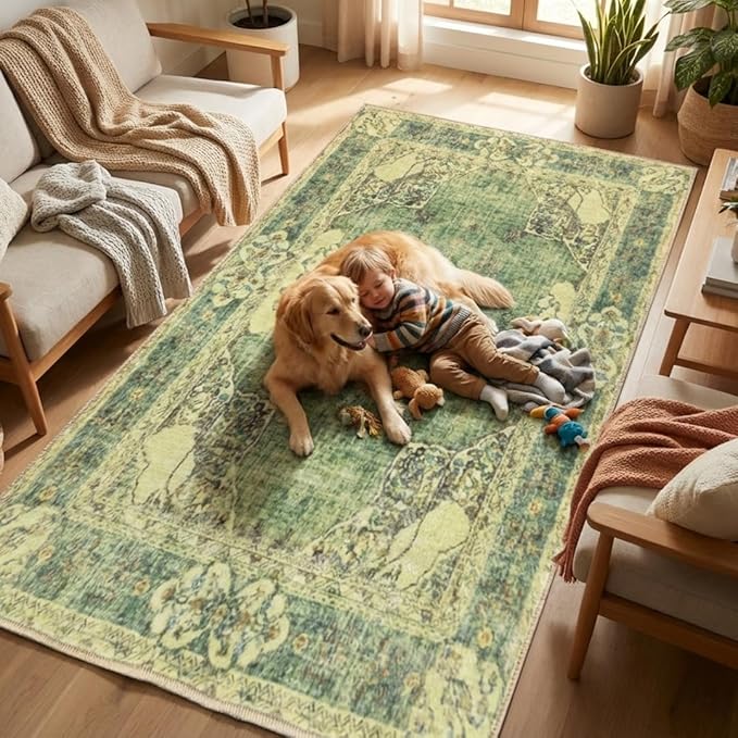 Muddy Mat짰 Majestic 2ft x 10ft Washable Area Rugs for Living Room, Bedroom & Dining Room ??Modern Soft Low Pile Non Slip Carpet ??Pet Friendly Waterproof Foldable Rugs for Home