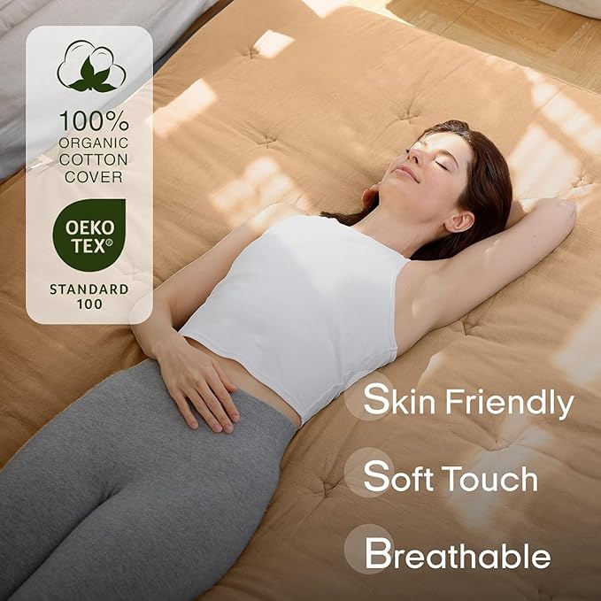 ZonLi Japanese Floor Futon Mattress Twin Size 75"x 39", 100% Cotton Cover 2.5'' Thicken Tatami Mattress, Foldable Sleeping Pad, Portable Dormitory Tatami Mat, Roll Up Floor Lounger Bed for Adult