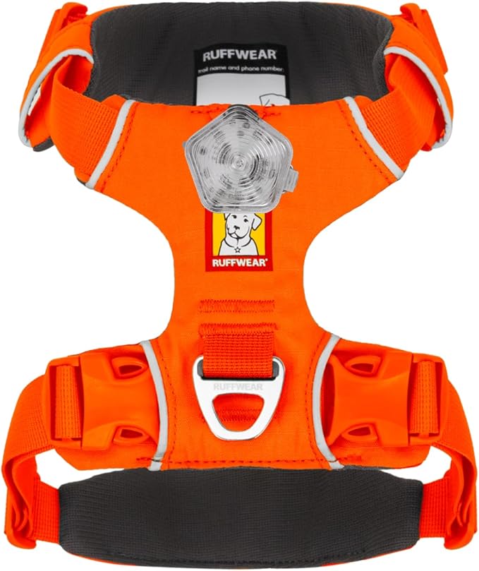 Ruffwear, Front Range Dog Harness, Reflective Soft Padded Everyday Harness with Dual Leash Clips, Adjustable and Lightweight Fit for Training or Walking for All Dogs, Blaze Orange, Large/X-Large