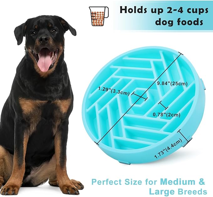 TOBYTO Slow Feeder Dog Bowls Large Medium Breed,Anti-Choking Slow Eating Dog Food Bowl,Non Slip Pet Slower Food Feeding Bowls Large Puzzle Slow Feeder Bloat Stop Maze Dog Dishes,Blue