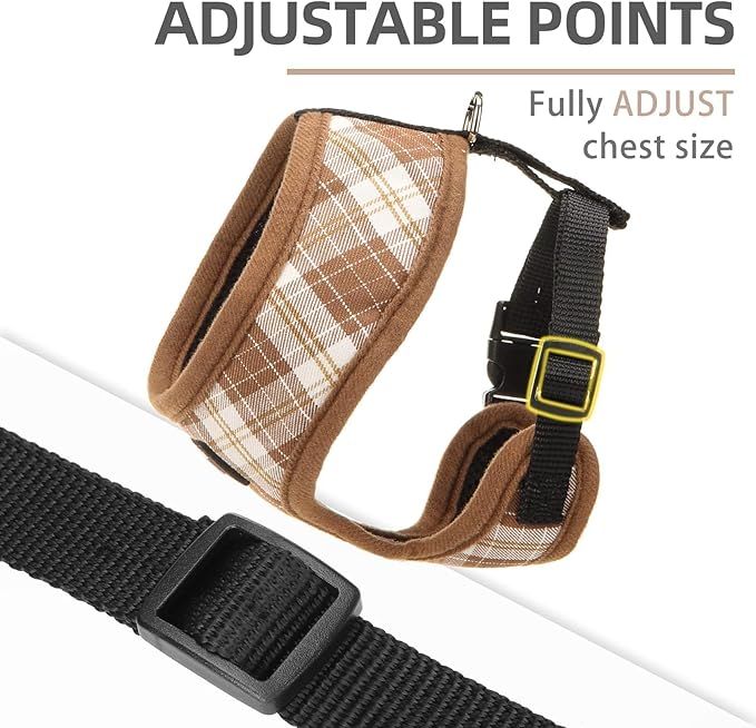 PUPTECK Soft Mesh Dog Harness and Leash Set Pet Puppy Cat Comfort Padded Vest No Pull Harnesses, Brown, XS