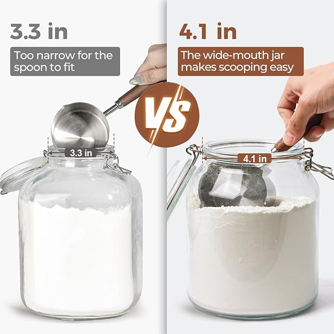 ComSaf Glass Jars with Airtight Lid 0.7 Gallon, Wide Mouth Mason Jars, Canning Jars, Large Glass Storage Containers with Lids, Flour Sugar Storage Container, Large Canister for Rice, Pickle, Set of 2