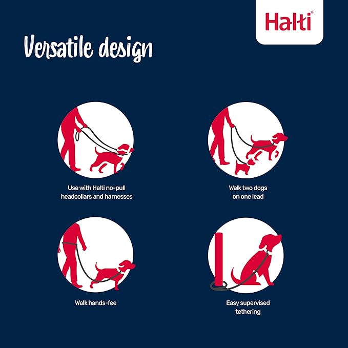 Halti Training Leash - Multifunctional Double-Ended Dog Leash, Ideal for Anti-Pulling Dog Training. Lightweight & Durable. Suitable for Medium to Large Dogs & Puppies (Size Large, Desert Sand, 2m)