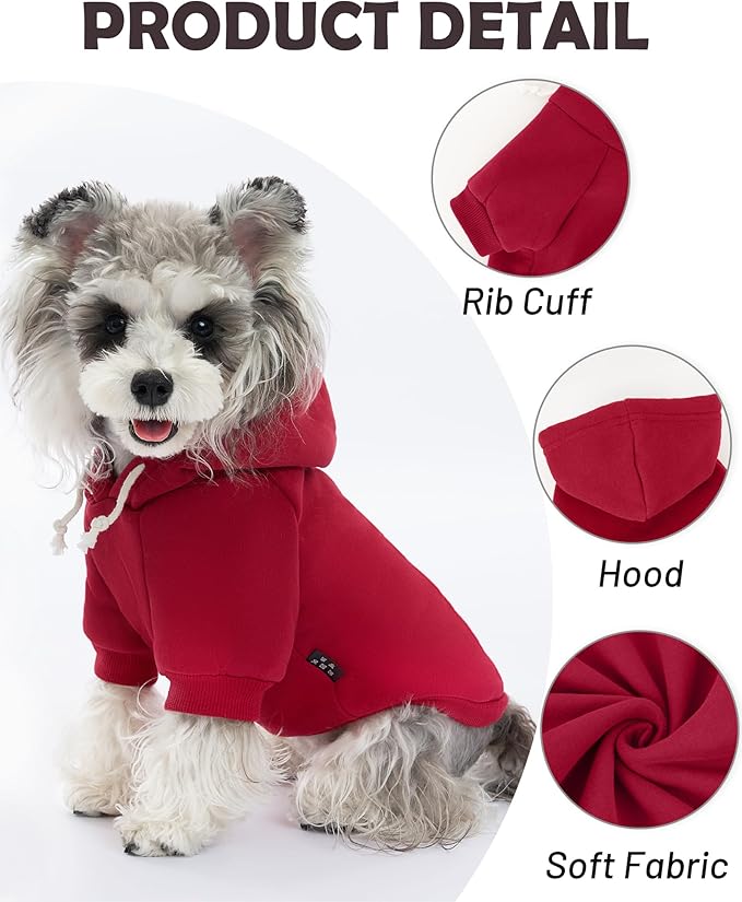 XPUDAC Matching Hoodie for Dogs and Humans Fleece Sweatshirt Soft Warm Pet Hoodie Sweater for Large Small Medium Dog and Owner Matching Clothes Cold Weather, Red, X-Small