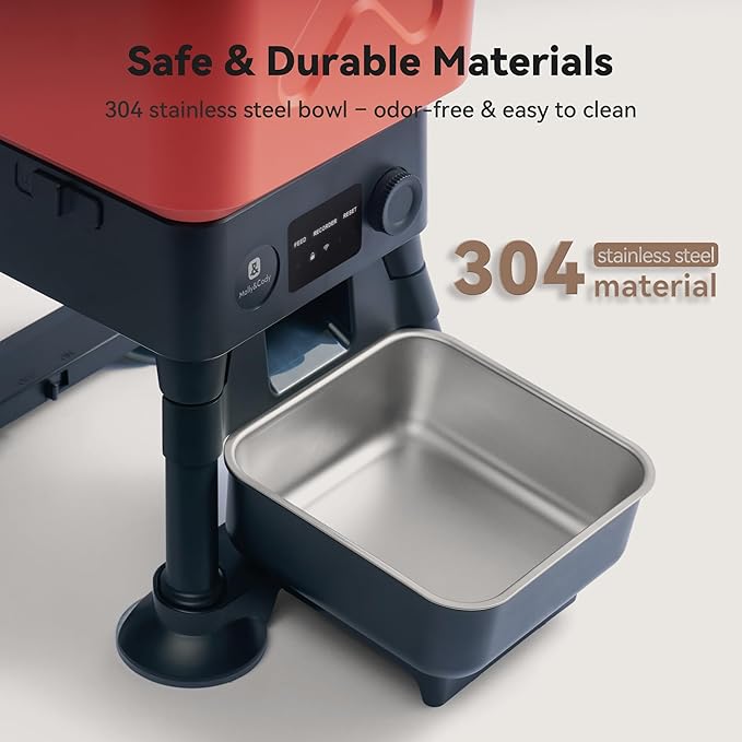 14L Automatic Dog Feeder for Large Breed – Extra Large Capacity, Anti-Blockage, Timed Auto Dog Food Dispenser, Dual Power Supply, Stainless Steel Bowl