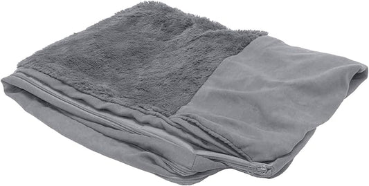 Furhaven Replacement Dog Bed Cover Plush & Suede Sofa-Style, Machine Washable - Gray, Jumbo (X-Large)