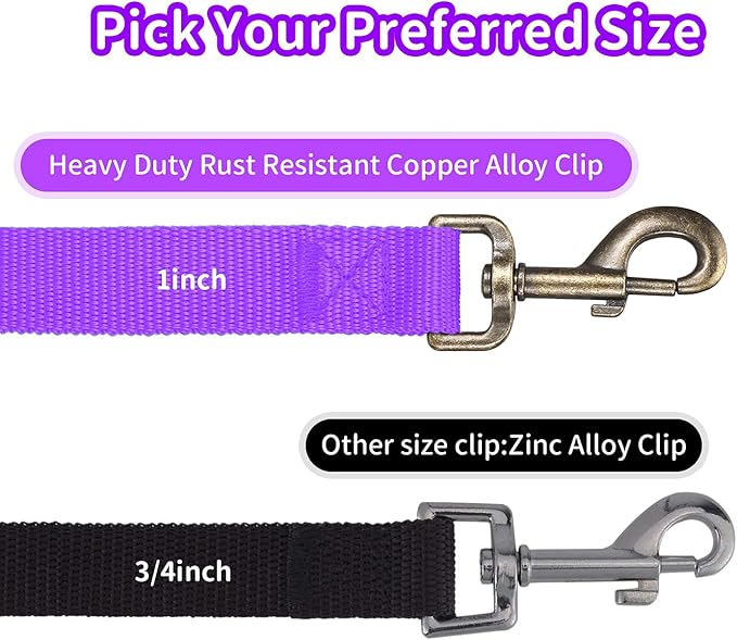 HIKISS Long Dog Leash Obedience Recall Training Agility Lead with Thickening Material for Large Dog - 15ft 20ft 30ft 50ft 100ft Training Leash(Purple 20ft)