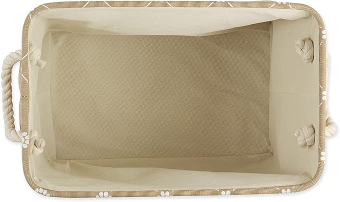 Bone Dry Pet Storage Paw and Bone, Trellis Collection, Medium Rectangle, 16x10x12, Taupe