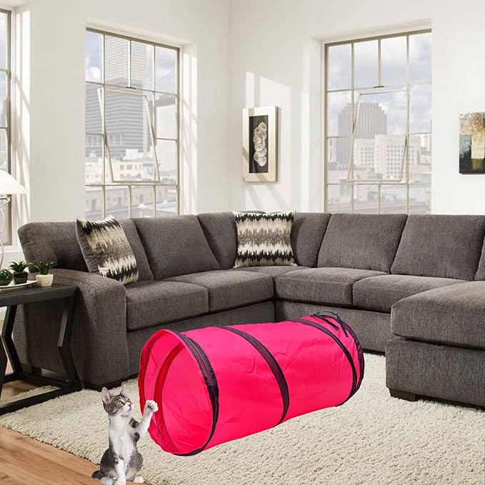 Cat Tunnel for Indoor Cats, Pet Cat Kitten Rabbit Play Toys Tube Tunnel Interactive Crinkle Pop Up 20"