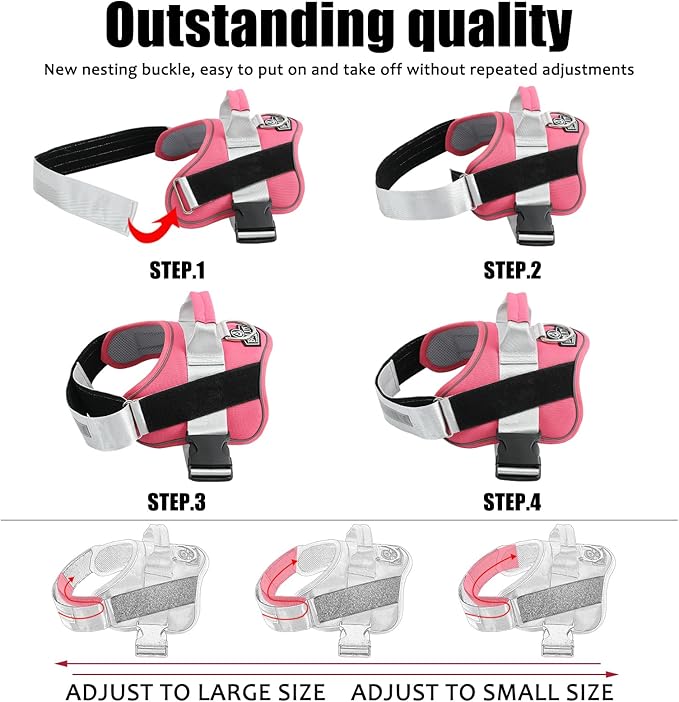 Bolux Dog Harness, No-Pull Reflective Dog Vest, Breathable Adjustable Pet Harness with Handle for Outdoor Walking - No More Pulling, Tugging or Choking