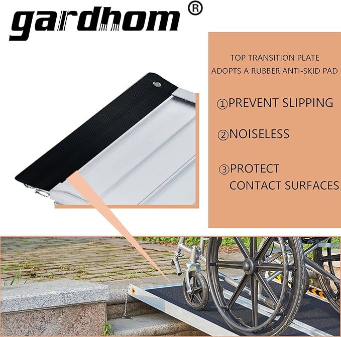 Wheelchair Ramp 4FT, gardhom 800 Lbs Aluminum Portable Folding Handicap Ramp Wheel Chair Ramp for Home Steps Threshold Doorways Stairs Curbs Scooter