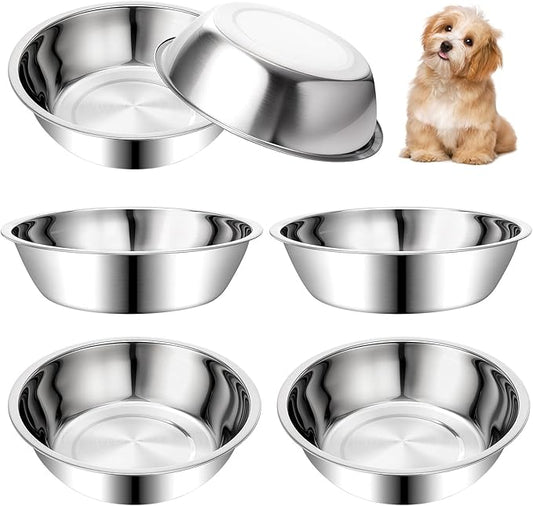 6 Pcs Stainless Steel Dog Bowls, 6.9 Inch Thickened Metal Basic Dog Bowl 27 Oz Replacement Food Water Bowl Set for Small Medium Large Dogs Dishwasher Safe