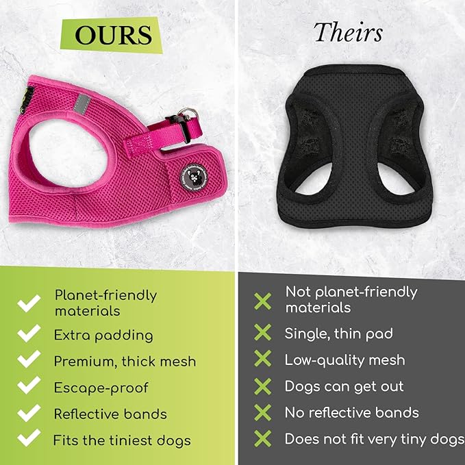 EcoBark Step in Dog Harness - Reflective Soft Luxurious Mesh Dog Harnesses for XXS, XS, Small, and Medium Dogs Eco-Friendly Comfort Secure Halter No Pull Adjustable Pet Vest (Orange, Medium)