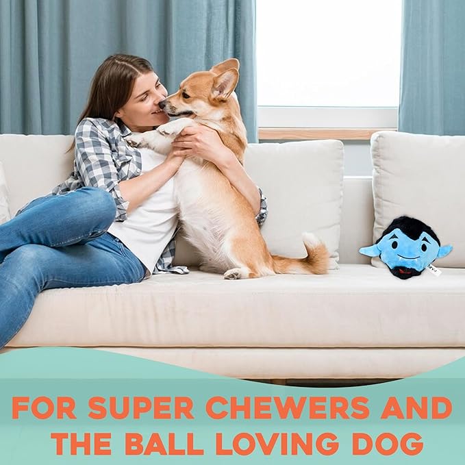 Flourish Pets 2 in 1 Halloween Multi-Layer Chew Toy for Active Dogs | Non-Toxic BPA Free Double Stitched Soft Fabric Exterior Dog Toys | Long-Lasting Dog Plush Toys– Dracula 3.5"