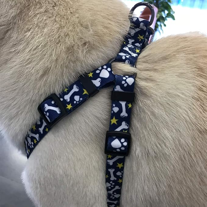 QQPETS Dog Harness Leash Set Adjustable Heavy Duty No Pull Halter Harnesses for Small Medium Large Breed Dogs Back Clip Anti-Twist Perfect for Walking (L(23"-32" Chest Girth), Bone)