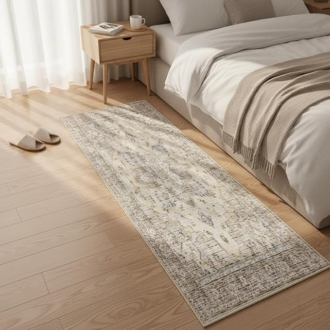 Muddy Mat짰 Tuscany 2ft x 10ft Washable Area Rugs for Living Room, Bedroom & Dining Room ??Modern Soft Low Pile Non Slip Carpet ??Pet Friendly Waterproof Foldable Rugs for Home