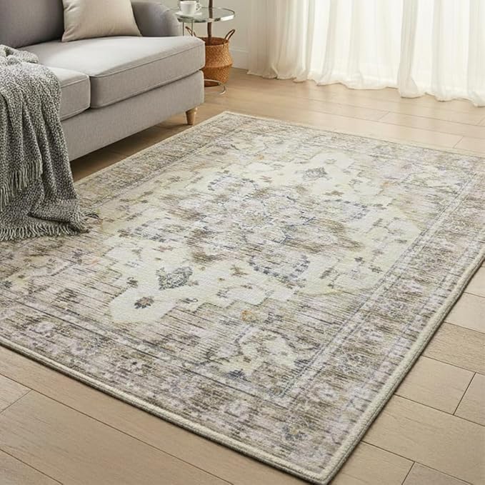 Muddy Mat짰 Tuscany 2ft x 10ft Washable Area Rugs for Living Room, Bedroom & Dining Room ??Modern Soft Low Pile Non Slip Carpet ??Pet Friendly Waterproof Foldable Rugs for Home