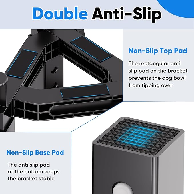 Aystkniet Dog Bowl Stand with Adjustable Height & Width, Anti-Slip Elevated Food Water Bowl Holder for Large Medium Small Dogs, Durable Raised Dog Feeder for Lifted Feeding, Only Stand (Without Bowls)