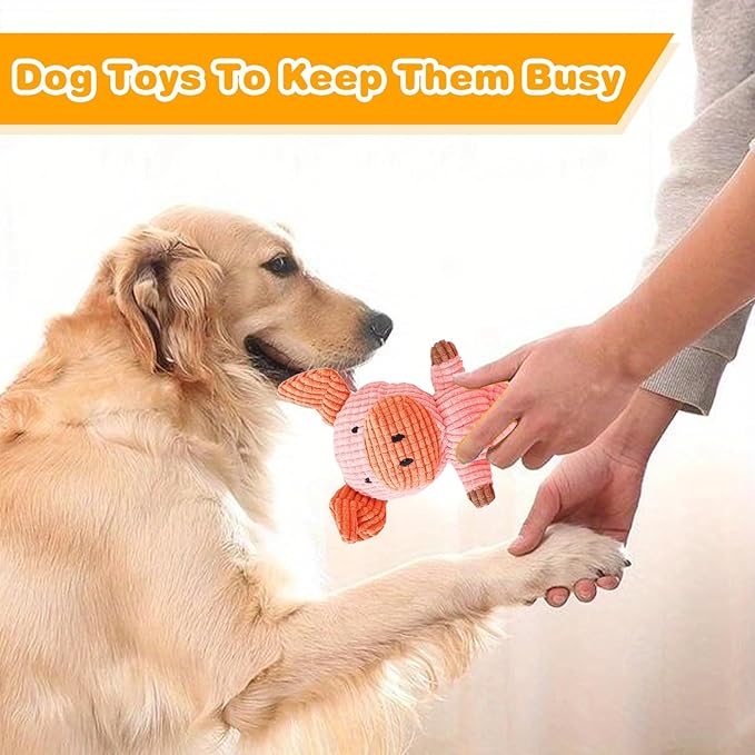 5 Pack Squeaky Dog Toys, Tough Stuffed Plush Puppy Tough Chew Toys, Durable Plush Animal Dog Toy for Large Small Medium Dogs to Keep Them Busy
