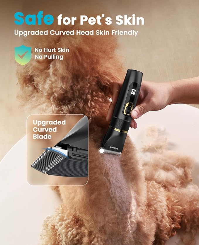 oneisall Dog Clippers Low Noise, Pro Dog Grooming Clippers Kit with Rechargeable Cordless Shaver Trimmer for Dogs Cats, IPX7 Waterproof Pet Clippers Grooming at Home