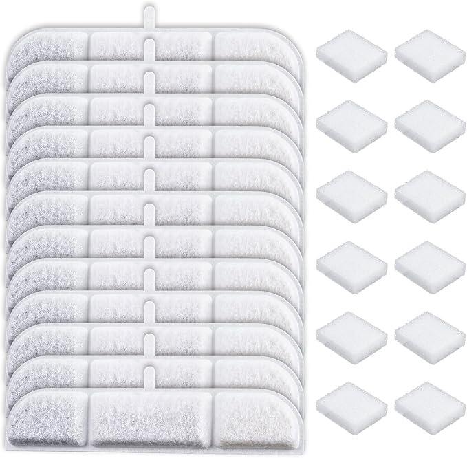 12 Packs Replacement Filters for DownyPaws Pet Wireless Cat Water Fountain 84oz/2.5L, Filter for Cat and Dogs Water Fountain DPWFP6(12 filter +12 prefilter)