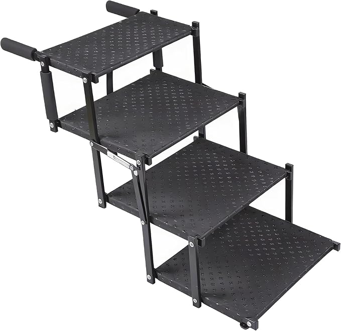 Dog Stairs 4 Steps Foldable Dog Ramp with Non-Slip Surface, Portable Dog Steps for Cars,SUV and Truck, Supports up to 250 lbs