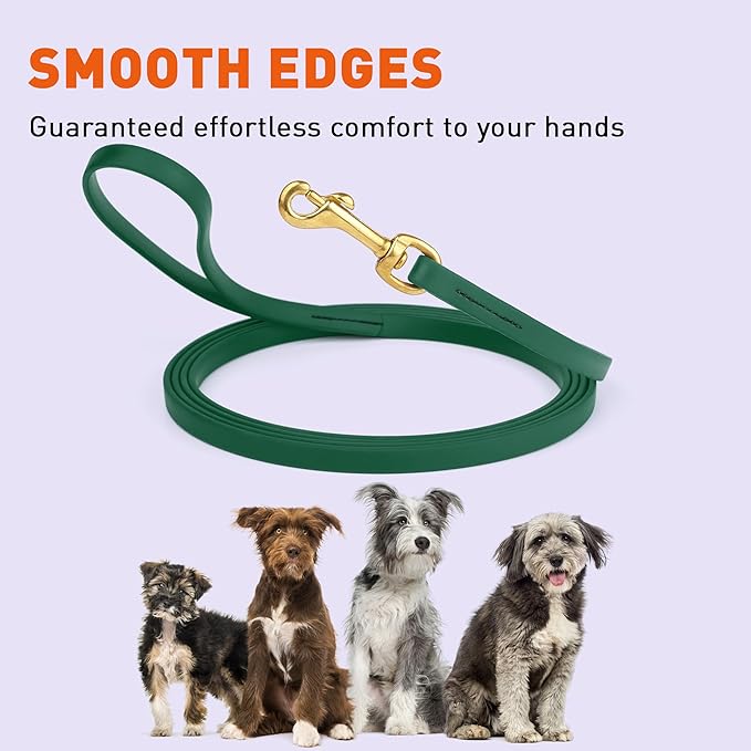 Viper Biothane K9 Working Dog Leash Waterproof Lead for Tracking Training Schutzhund Odor-Proof Long Line with Solid Brass Snap for Puppy Medium and Large Dogs, 33ft Hunter Green