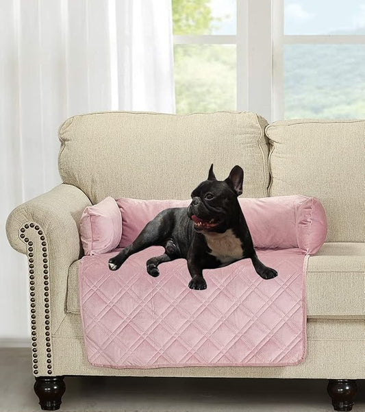 Brilliant Sunshine Premium Calming Dog Bed Mat, Silky Velvet, Removable Washable Cover, Cushion Protector and Couch Covers for Dogs, Pets, Cats, Medium, Silver Pink