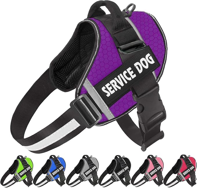JSXD Dog Harness,No-Pull Service Dog Harness with Handle Adjustable Outdoor Pet Dog Vest 3M Reflective Nylon Material Vest for Breeds,Easy Control for Small Medium Large Dogs