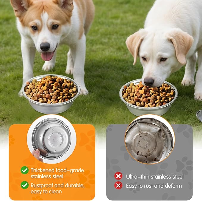 16 Pcs Stainless Steel Dog Bowls, Pets Bowl Metal Dog Cat Food Water Bowl, Replacement Basic Dog Bowls Water Bowls Set, Travel Kennel Food Dish Bowls for Small Medium Large Dogs, Dishwasher Safe
