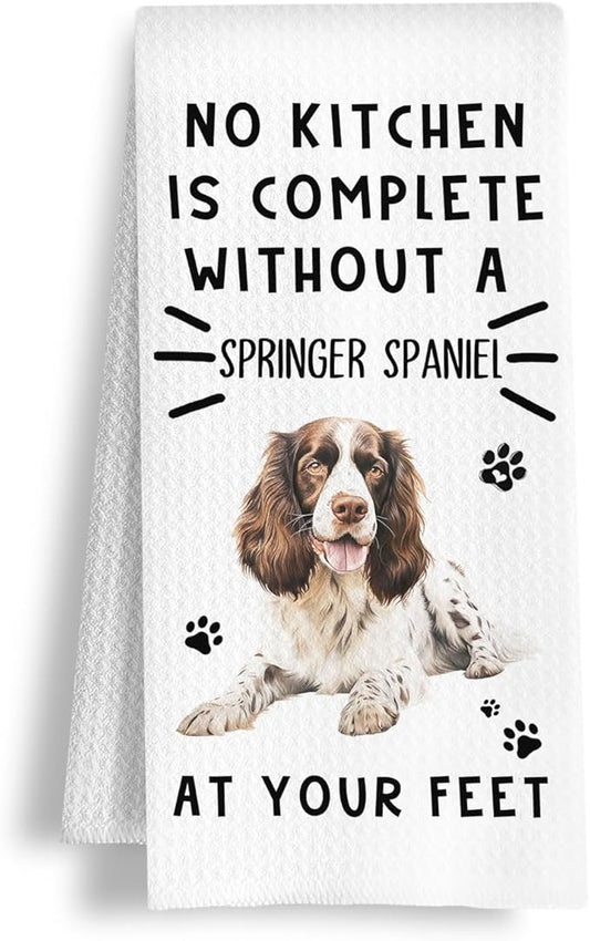 Funny Springer Spaniel Hand Towels for Kitchen Home Bathroom Decor, A Kitchen is Not Complete Without A Springer Spaniel Dish Towel, Dog Lovers Gift, 16×24 Inch