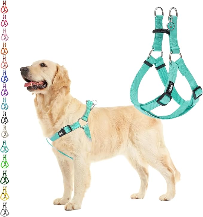 PUPTECK No Pull Dog Harness Soft Adjustable Basic Nylon Step in Puppy Halter Outdoor Walking with ID Tag Medium