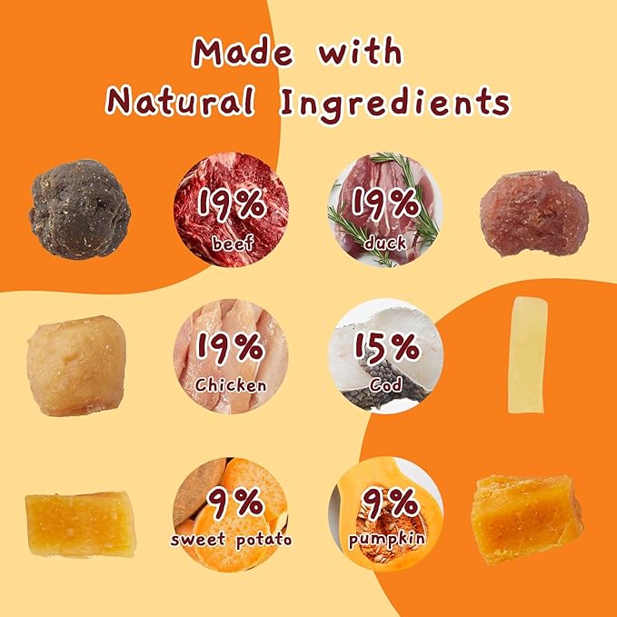 Jungle Calling Dog Treats,Dogs Kabob with Cod Stick, Rawhide-Free Chews, Made with Chicken, Duck, Beef, Sweet Potato and Pumpkin