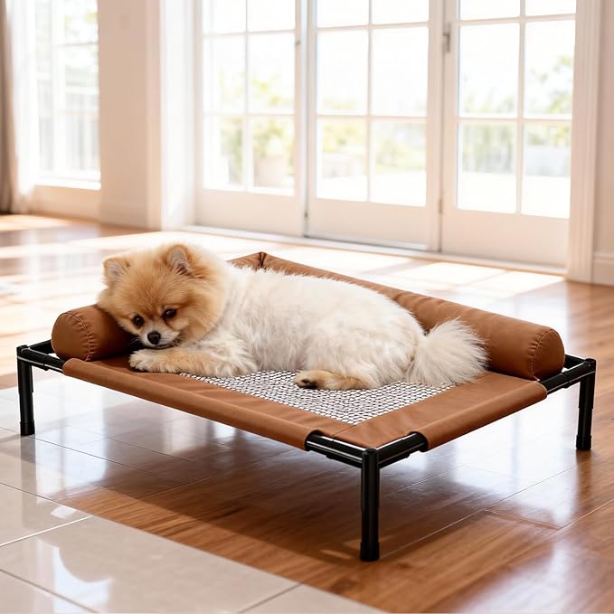 Raised Dog Beds for Small Dogs,Breathable Mesh Dog Sofa,Pet Travel Cot with Soft Edged Pillow,Features Non Slip Base, Suitable for Dogs Hammock Bed Small for Indoor & Outdoor