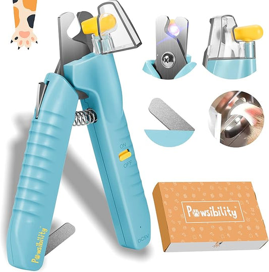 Reinvented Pet Nail Clippers for Your Pal - USB Rechargeable LED Light for Bloodline | Razor Sharp and Durable Blade | Vets Recommended Trimming Tool for Dogs and Cats