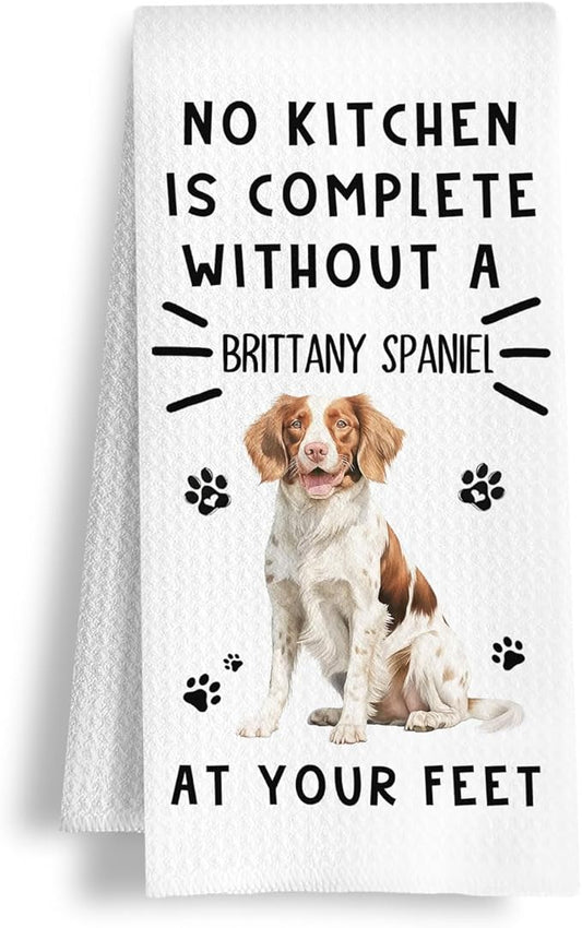 Funny Brittany Spaniel Hand Towels for Kitchen Home Bathroom Decor, A Kitchen is Not Complete Without A Brittany Spaniel Dish Towel, Dog Lovers Gift, 16×24 Inch