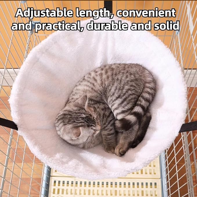 Warm Cat Hammock Lounge Hanging Bed for Cage Kennel Chair with Metal Frame, Adjustable Straps, Reversible Cat Bed, Machine Washable, Suitable for All Seasons (Yellow,Small)
