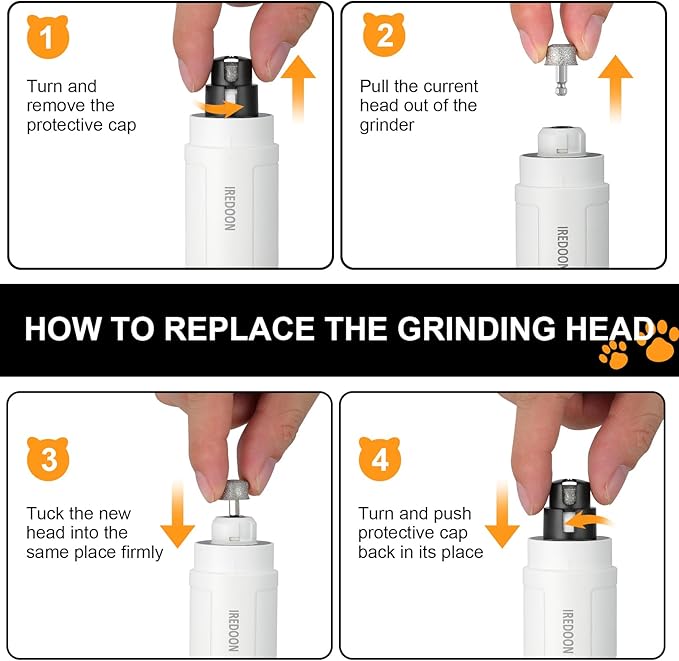 Dog Nail Grinder Replacement Head-Integrated Grinding Head for Casfuy and Most Brands, Highly Efficient, Safe and Durable (3pcs)