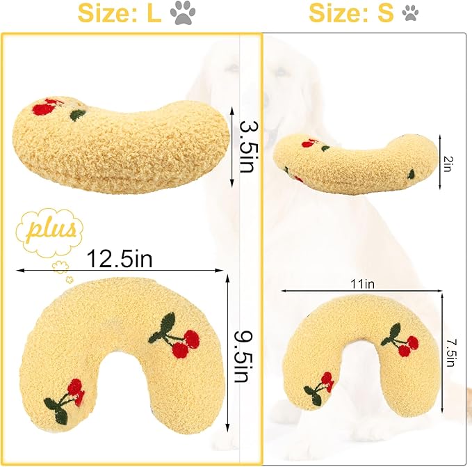 Mity Rain Dog Calming Pillow Large 14.2" * 9.4", Anxiety Relief for Joint Relief, Ultra Soft High Density Neck Pillow, Sleeping Improve, Pet Yellow