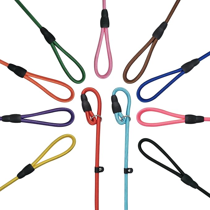 11-Piece Adjustable Dog Slip Leads 11 Colors, Adjustable - Easy On/Off, No Collar Needed, Standalone Use. Matches Outfits/Themes/Weather, High Value for Walking/Training