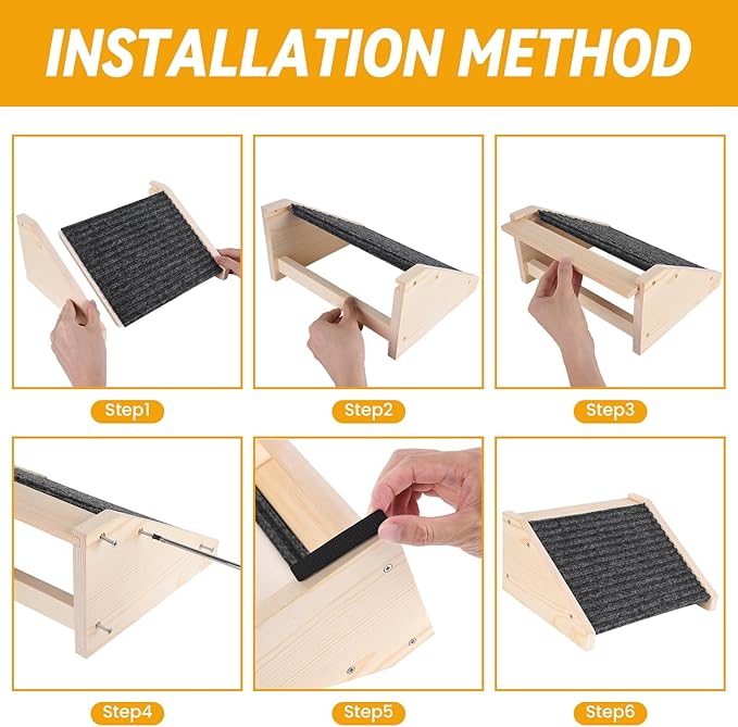 2 Pack Dog Ramp for Stairs, Dog Stair Ramp, Pet Ramp for Stairs for Small Dog Stairs Ramp for Injured Dogs with Anti Slip Strip 11.81 x 9.84 x 5.91 in
