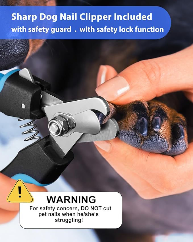YABIFE Dog Nail Grinder, Dog Nail Trimmers and Clippers Kit, Super Quiet, Rechargeable, for Small Large Dogs Cats Toenail Claw Grooming,3 Speeds