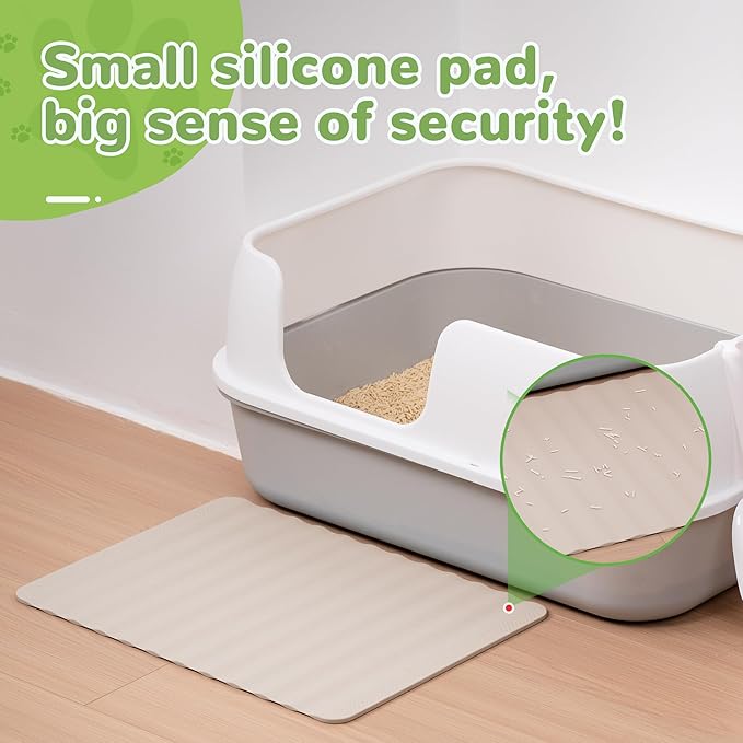 Li&Zhao Dog Food Mat - Wave Cat Food Mat Pet Food Mat Dog Bowl Mat Waterproof Pet Mats for Food and Water for Floors Waterproof(Beige)