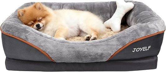JOYELF Memory Foam Dog Bed Small Orthopedic Dog Bed & Sofa with Removable Washable Cover and Squeaker Toy as Gift