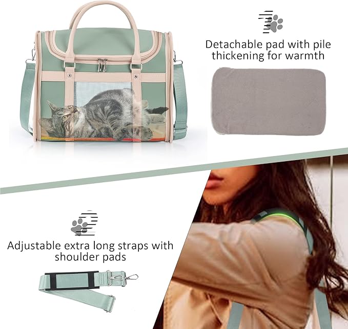 Airline Approved Pet Carrier Backpack, Waterproof PU Foldable Design with Light-Blocking Ventilation, TSA-Compliant Travel Bag for Cats & Small Dogs ??Easy Hose Wash & 360째 Breathable Mesh