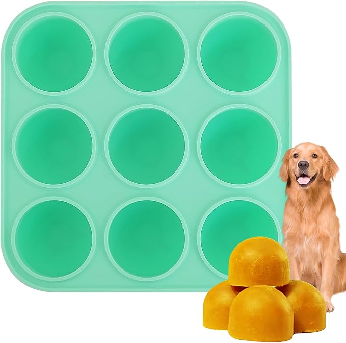 9Cavities Silicone Dog Treat Mold for Woof Pupsicle & Power Chewer Pupsicle, Frozen Dog Treat Molds for Making Refill Treats 75lbs&Up (Extra Large)