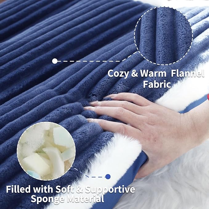 KHONSU PET Dog Bed with Pillow 3in Orthopedic Pad for Large Dogs up to 65 lbs Large Waterproof Removable Cover Machine Washable for Large Dogs