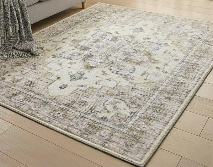 Muddy Mat짰 Tuscany 3ft x 5ft Washable Area Rugs for Living Room, Bedroom & Dining Room ??Modern Soft Low Pile Non Slip Carpet ??Pet Friendly Waterproof Foldable Rugs for Home