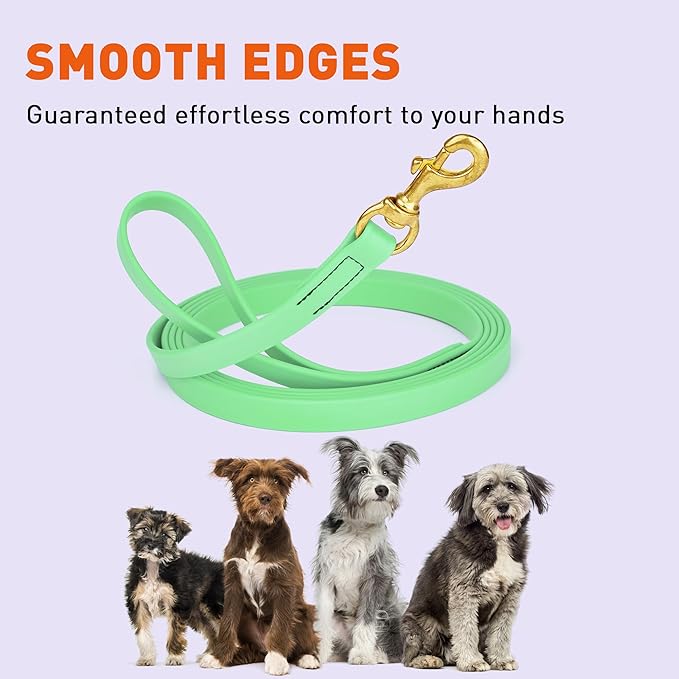 Viper Biothane K9 Working Dog Leash Waterproof Lead for Tracking Training Schutzhund Odor-Proof Long Line with Solid Brass Snap for Puppy Medium and Large Dogs, 15ft Sea Foam Green